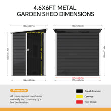 Load image into Gallery viewer, 4 x 6FT Outdoor Metal Pent Roof Garden Storage Shed