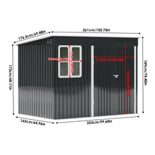 Load image into Gallery viewer, 9X6FT Outdoor Metal Garden Storage Shed with Window and Vents