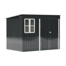 Load image into Gallery viewer, 9X6FT Outdoor Metal Garden Storage Shed with Window and Vents