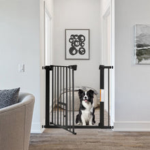 Load image into Gallery viewer, Pet Safety Gate Stair Pressure Fit with Lockable Cat Flap Pet Gates Living and Home