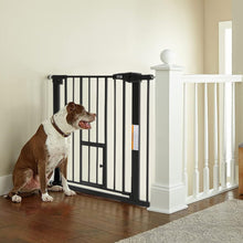 Load image into Gallery viewer, Pet Safety Gate Stair Pressure Fit with Lockable Cat Flap Pet Gates Living and Home