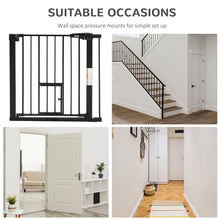 Load image into Gallery viewer, Pet Safety Gate Stair Pressure Fit with Lockable Cat Flap Pet Gates Living and Home
