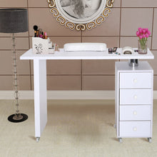 Load image into Gallery viewer, Professional Manicure Table Beauty Salon Nail Station with on Wheels 4 Drawers Dressing Tables Living and Home