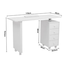Load image into Gallery viewer, Professional Manicure Table Beauty Salon Nail Station with on Wheels 4 Drawers Dressing Tables Living and Home