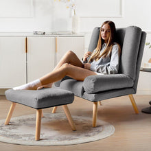Load image into Gallery viewer, Grey Modern Comfort Adjustable Recliner with Footstool Recliners Living and Home
