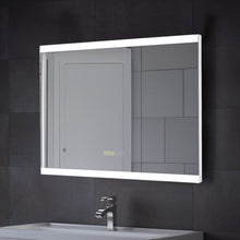 Load image into Gallery viewer, Large Rectangular Frameless Anti-Fog LED Vanity Mirror with Clock Bathroom Mirrors Living and Home
