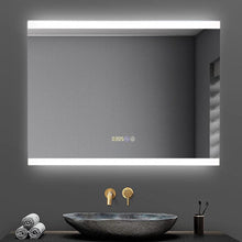 Load image into Gallery viewer, Large Rectangular Frameless Anti-Fog LED Vanity Mirror with Clock Bathroom Mirrors Living and Home