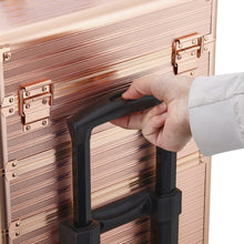 Load image into Gallery viewer, 3 in 1 Rose Gold/Black Portable Cosmetic Travel Case with Wheels Makeup Organizers Living and Home