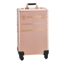 Load image into Gallery viewer, 3 in 1 Rose Gold/Black Portable Cosmetic Travel Case with Wheels Makeup Organizers Living and Home
