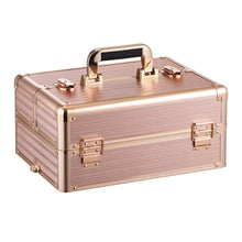 Load image into Gallery viewer, 3 in 1 Rose Gold/Black Portable Cosmetic Travel Case with Wheels Makeup Organizers Living and Home