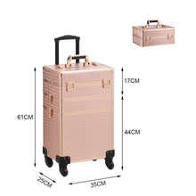 Load image into Gallery viewer, 3 in 1 Rose Gold/Black Portable Cosmetic Travel Case with Wheels Makeup Organizers Living and Home