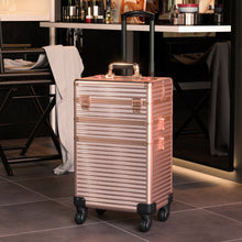 Load image into Gallery viewer, 3 in 1 Rose Gold/Black Portable Cosmetic Travel Case with Wheels Makeup Organizers Living and Home