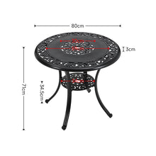 Load image into Gallery viewer, Black Cast Aluminum Round Patio Dining Table with Umbrella Hole Garden Dining Tables Living and Home