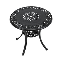 Load image into Gallery viewer, Black Cast Aluminum Round Patio Dining Table with Umbrella Hole Garden Dining Tables Living and Home
