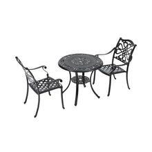 Load image into Gallery viewer, Black Cast Aluminum Round Patio Dining Table with Umbrella Hole Garden Dining Tables Living and Home