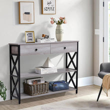 Load image into Gallery viewer, 100 cm W Rustic Grey Narrow Wooden Console Table with Drawers Console Tables Living and Home