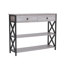 Load image into Gallery viewer, 100 cm W Rustic Grey Narrow Wooden Console Table with Drawers Console Tables Living and Home