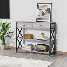 Load image into Gallery viewer, 100 cm W Rustic Grey Narrow Wooden Console Table with Drawers Console Tables Living and Home