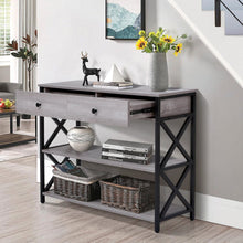 Load image into Gallery viewer, 100 cm W Rustic Grey Narrow Wooden Console Table with Drawers Console Tables Living and Home