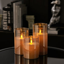 Load image into Gallery viewer, Luxe LED Flickering Flame Candle Set with Remote Living and Home Gold