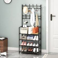 Load image into Gallery viewer, Entryway 4 Tier Shoe Rack with Coat Hanger