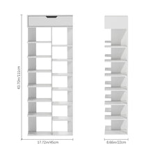 Load image into Gallery viewer, 8-Tier Wooden Shoe Rack with Top Drawer