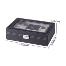Load image into Gallery viewer, 8-Slot Black PU Leather Watch Display Box with Ring Slots