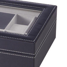 Load image into Gallery viewer, 8-Slot Black PU Leather Watch Display Box with Ring Slots
