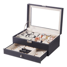 Load image into Gallery viewer, Black Jewellery Storage Box with Transparent Lid