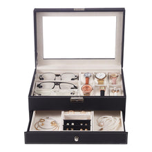 Load image into Gallery viewer, Black Jewellery Storage Box with Transparent Lid