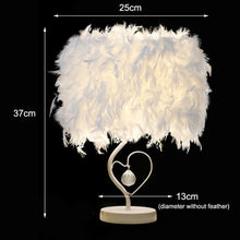 Load image into Gallery viewer, White Feather Table Lamp Bedside Nightstand Lamp with Heart Shape Base Table Lamps Living and Home