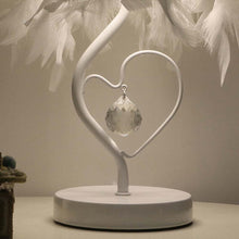 Load image into Gallery viewer, White Feather Table Lamp Bedside Nightstand Lamp with Heart Shape Base Table Lamps Living and Home