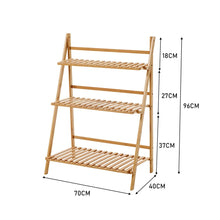 Load image into Gallery viewer, 3-Tier Foldable Plant Stand Wooden Ladder Shelf Natural/White Living and Home