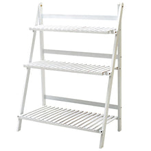 Load image into Gallery viewer, 3-Tier Foldable Plant Stand Wooden Ladder Shelf Natural/White Living and Home