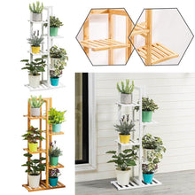 Load image into Gallery viewer, Rustic Wooden Multi-Tiered Potted Plant Stand