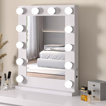 Load image into Gallery viewer, Metal Round Lighted Makeup Mirror for Tabletop Face Mirrors Living and Home 50cm