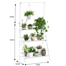 Load image into Gallery viewer, 3-Tier Foldable Wooden Ladder Shelf with Hanging Rod