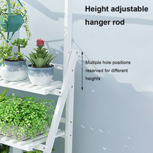 Load image into Gallery viewer, 3-Tier Foldable Wooden Ladder Shelf with Hanging Rod