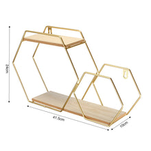 Load image into Gallery viewer, 2-Tier Geometric Floating Shelf Easy Assembly Gold Framed Wall Shelf Wall & Display Shelves Living and Home