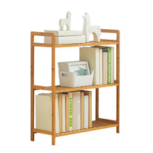 Load image into Gallery viewer, Tiered Bamboo Wood Book Storage Shelf