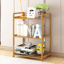 Load image into Gallery viewer, Tiered Bamboo Wood Book Storage Shelf