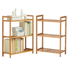 Load image into Gallery viewer, Tiered Bamboo Wood Book Storage Shelf