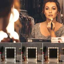 Load image into Gallery viewer, Hollywood Style Lighted Rectangular Makeup Mirror with Base LED Make Up Mirrors Living and Home