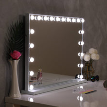 Load image into Gallery viewer, Hollywood Style Lighted Rectangular Makeup Mirror with Base LED Make Up Mirrors Living and Home