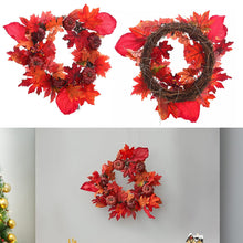 Load image into Gallery viewer, Fall Maple Leaf Pumpkin Wreath Artificial Wreath Front Door Decoration Living and Home