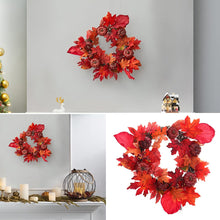 Load image into Gallery viewer, Fall Maple Leaf Pumpkin Wreath Artificial Wreath Front Door Decoration Living and Home