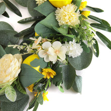 Load image into Gallery viewer, Summer Faux Lemon Peony Wreath with Green Olive Leaves Artificial Plants Living and Home