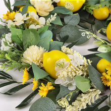 Load image into Gallery viewer, Summer Faux Lemon Peony Wreath with Green Olive Leaves Artificial Plants Living and Home
