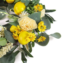 Load image into Gallery viewer, Summer Faux Lemon Peony Wreath with Green Olive Leaves Artificial Plants Living and Home