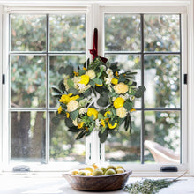 Load image into Gallery viewer, Summer Faux Lemon Peony Wreath with Green Olive Leaves Artificial Plants Living and Home